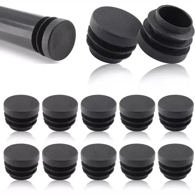 50Pcs Plastic Plugs, 12mm~100mm Black Round End Caps, Pipe Tubing End Cap for Chair Table Stool Leg