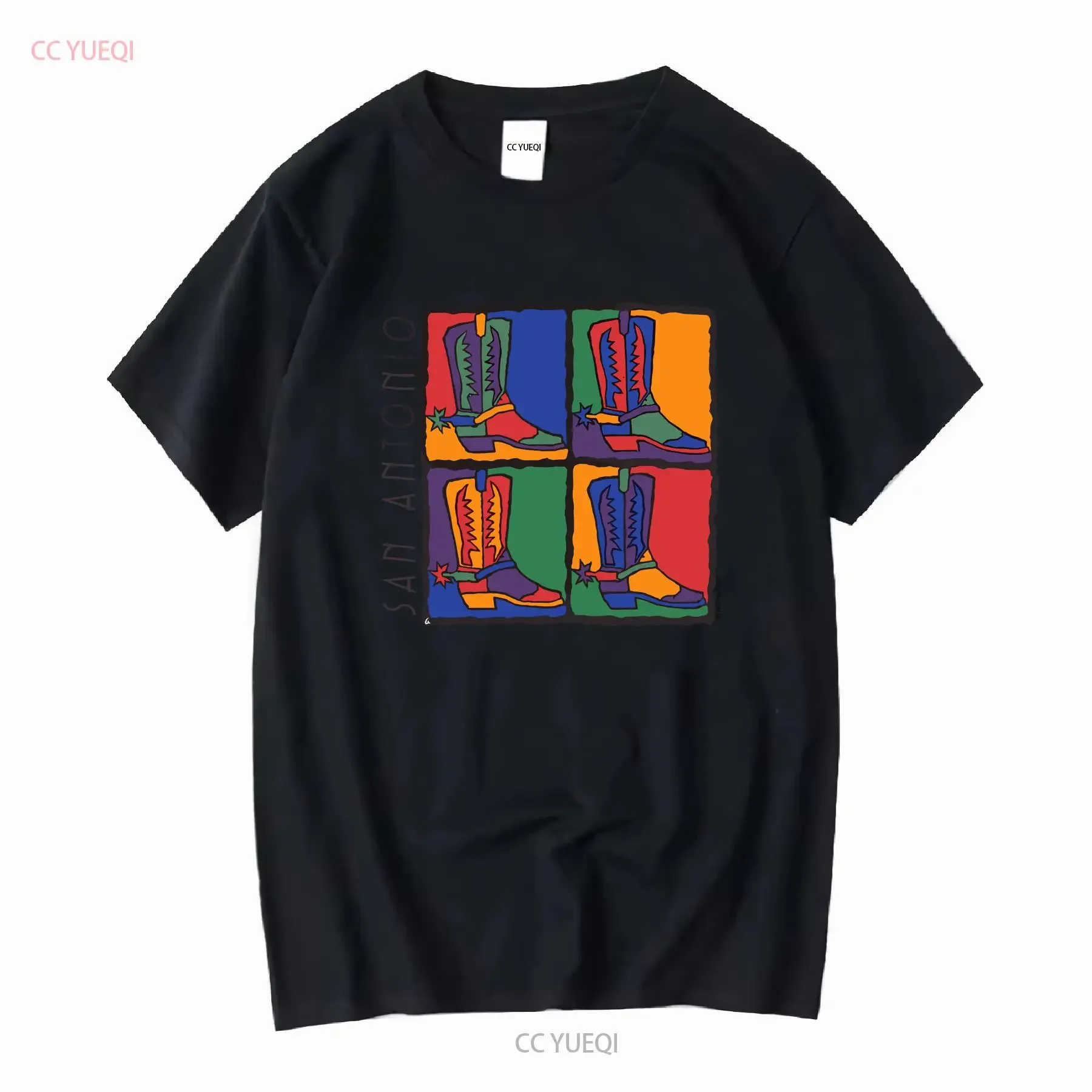 Vintage San Antonio camiseta para hombre blanco medio 1993 botas de vaquero azul verdadero vintage lavado suave moda homme cómodo Casual