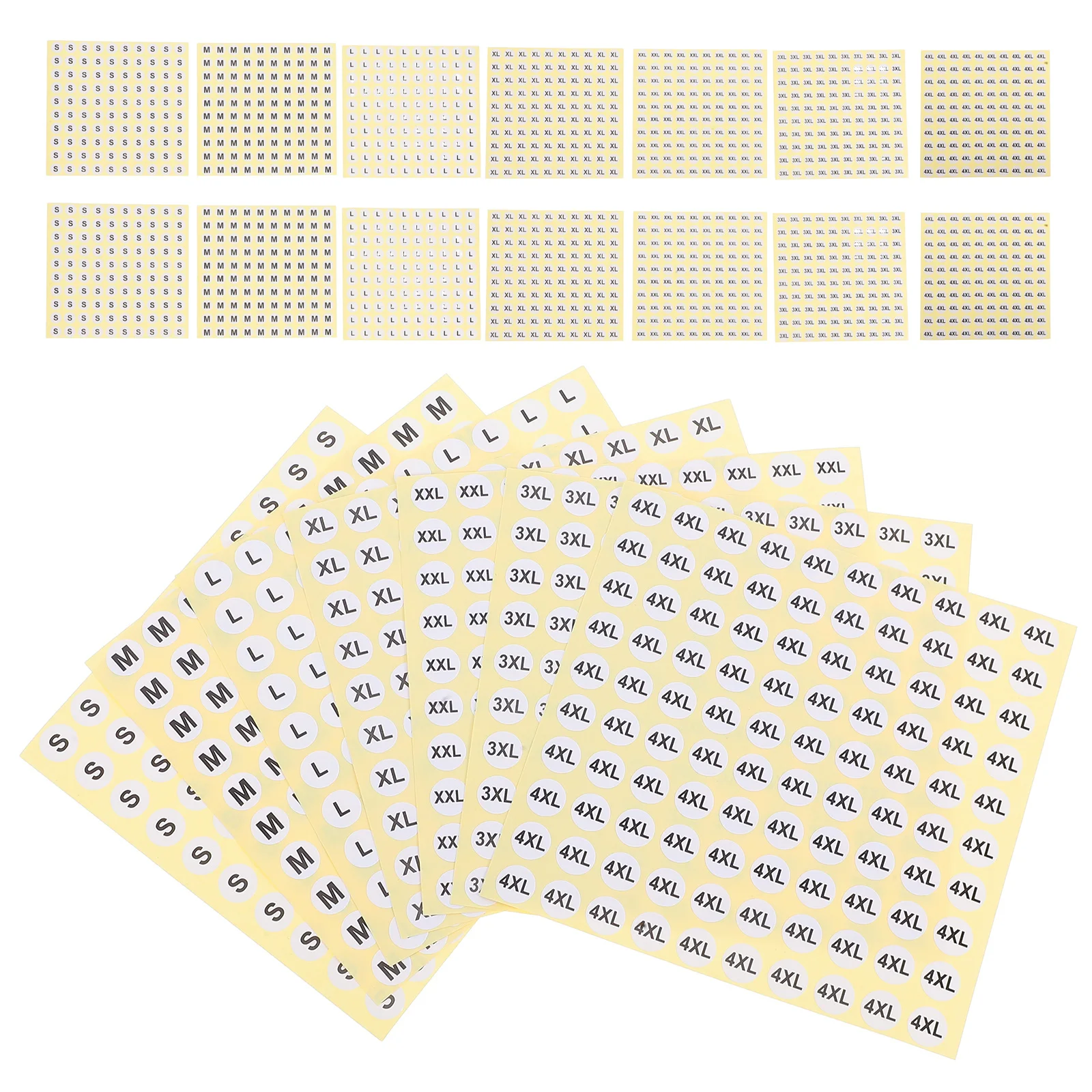 7000Pcs Garment Size Stickers Round Clothing Labels Waterproof Durable S M L Xl Xxl Xxxl Xxxxl Quick Identification