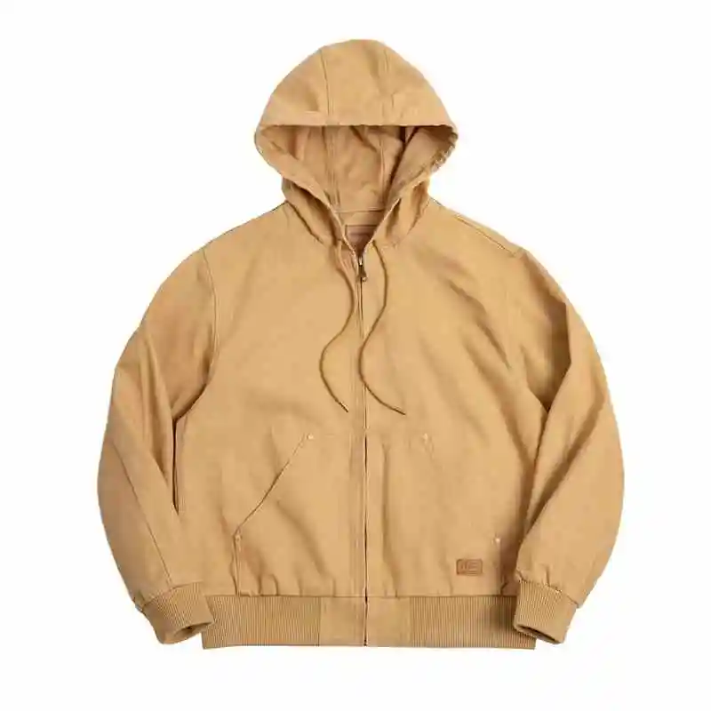 

American Retro High-quality Hooded Jacket Vintage Canvas Short Boxy Coat Men's Spring New Arrival