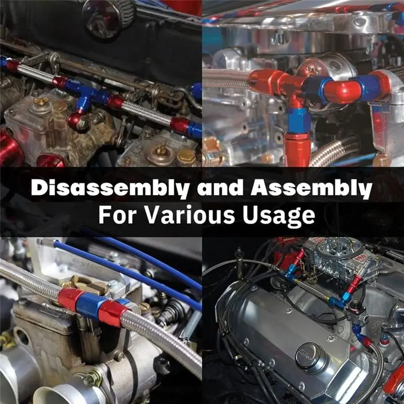 홀리 8AN 듀얼 피드 연료 라인용 4150 카뷰레터 연료 라인 키트 7/8인치 브레이디드 듀얼 인렛 연료 라인 키트-ABQU
