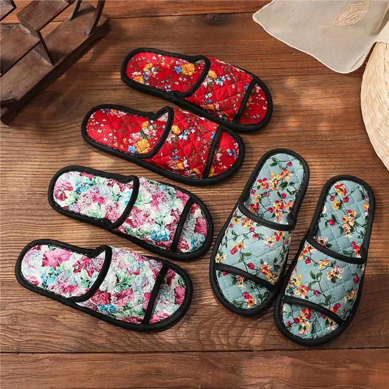 New Home Cotton Bottom Slippers, Silent Wood Floor Tiles, Couples, Spring, Autumn, and Winter Machine Washable