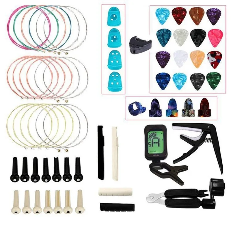 Multifunctional guitar accessory set capo, pick, string, three-in-one string changing tool set