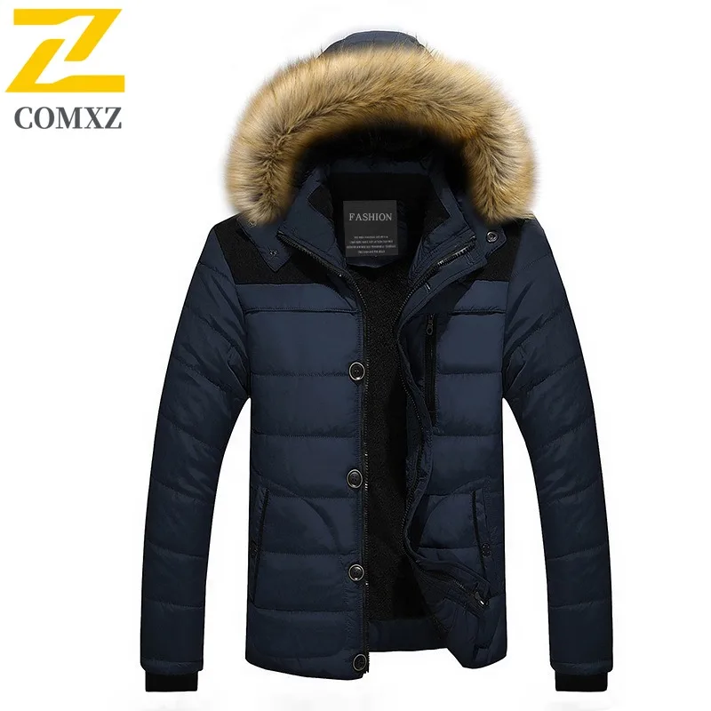 COMXZ Mens Padded Jacket Classic Hooded Mountaineering Thickened Warm Parka Casual Travel Comfortable Lightweight Winter Coat