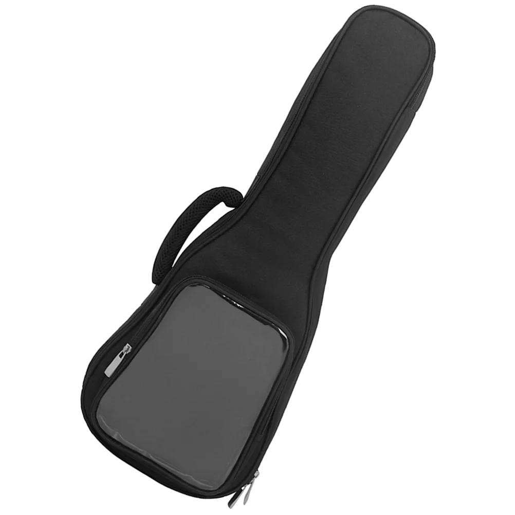 

23 Inch Ukulele Gig Bag Transparent Side Pocket Small Guitar Waterproof Cotton Black Storage Pouch Musical Instrument Case