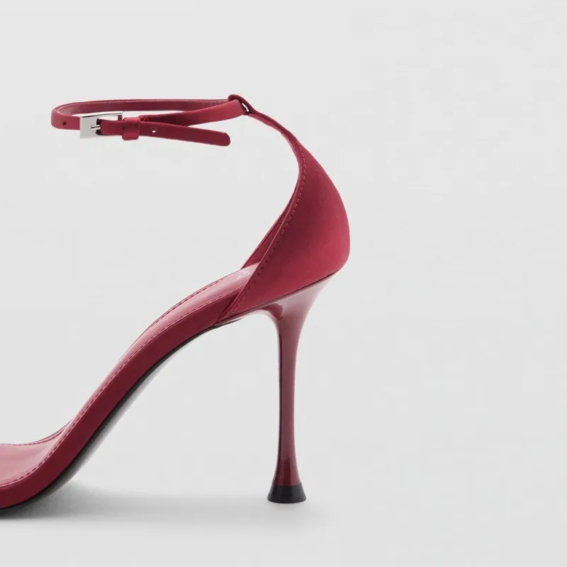 Women's Fashion High Heels Sandals Satin Dress Shoes Butterfly Knot With Buckle Sexy Slingback Mules Pumps Peep Toe Stiletto view 3
