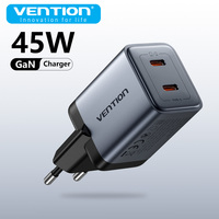 Vention 45W GaN Charger PD QC3.0 PPS FCP USB C Fast Charger For iPhone 16 15 14 Pro Travel AFC Phone Charger for Samsung S24 S23