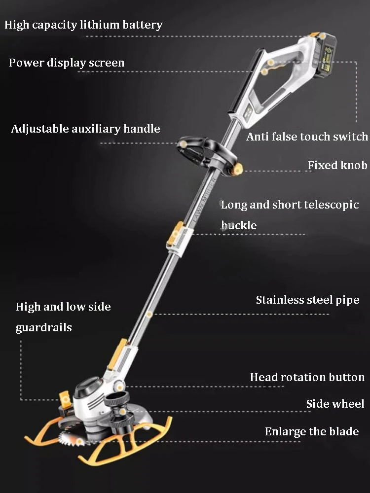 Handheld Electric Lawn Mower Retractable Home Grass Trimmer Length Adjustable Garden Pruning Power Tools
