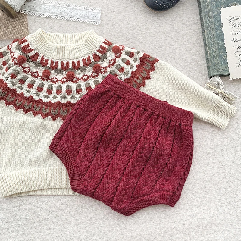 New Baby Kids Knitted Bloomer Shorts Kids Knitting PP Shorts Newborn Girls Clothes Tassels Shorts Cotton Knitting Design Vintage