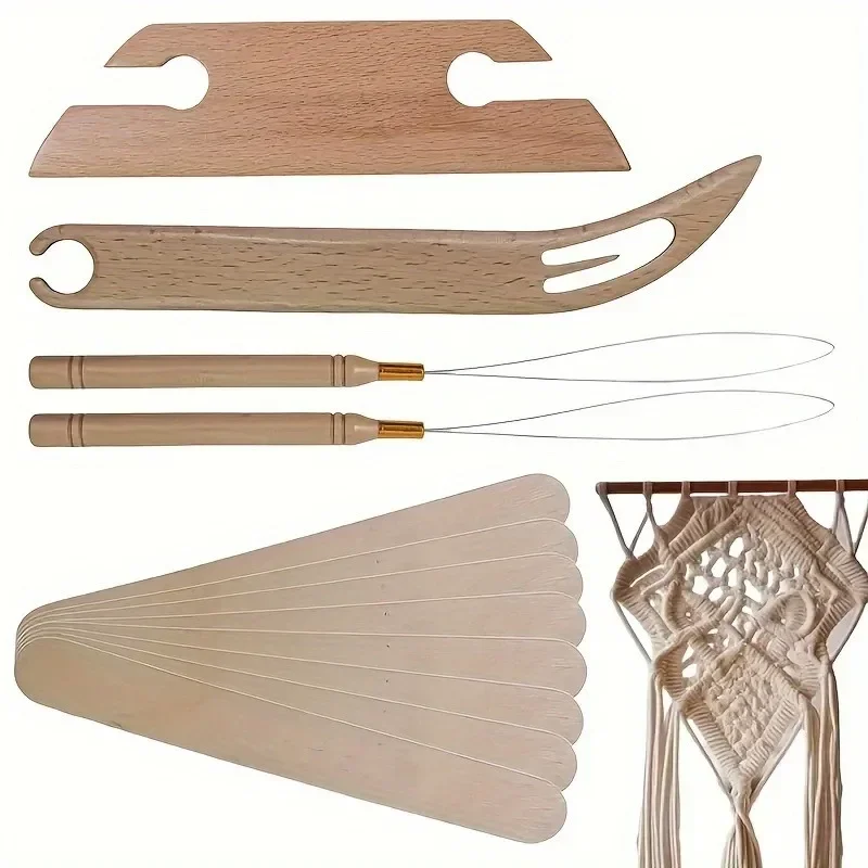 Premium Beech Wood Inkle Weaving Shuttle Kit with Beveled Design Comfort Grip Handle Complete Crafting Set for Beginners Experts