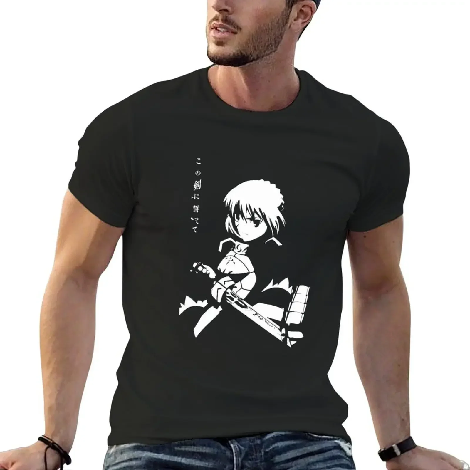 Saber Fate stay night Anime Fan art T-shirt Aesthetic clothing for a boy hippie clothes sublime mens clothing