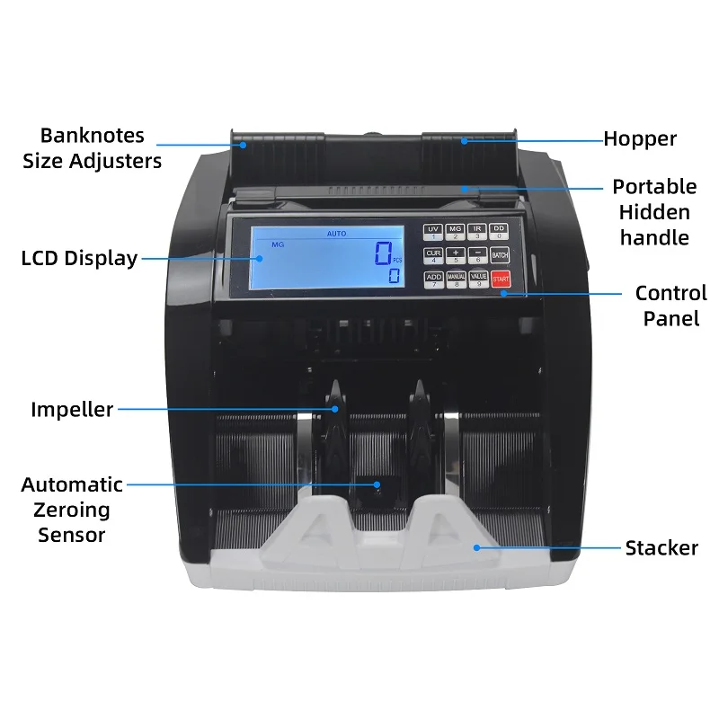 XD-6800 Money Counter Machine USD/EUR/TZS/KES/PKR Counterfeit Bill Cash Currency Detection