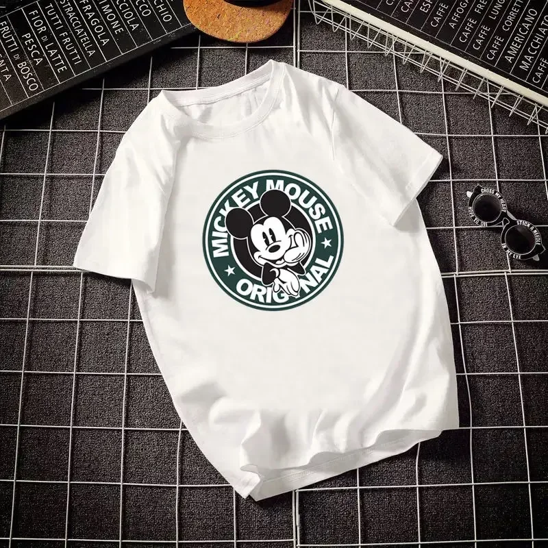 

Disney Mickey Mouse Print T-shirt, Cotton Men's Short-sleeved, Fashionable and Versatile Top, Soft and High-quality Men's T-shir