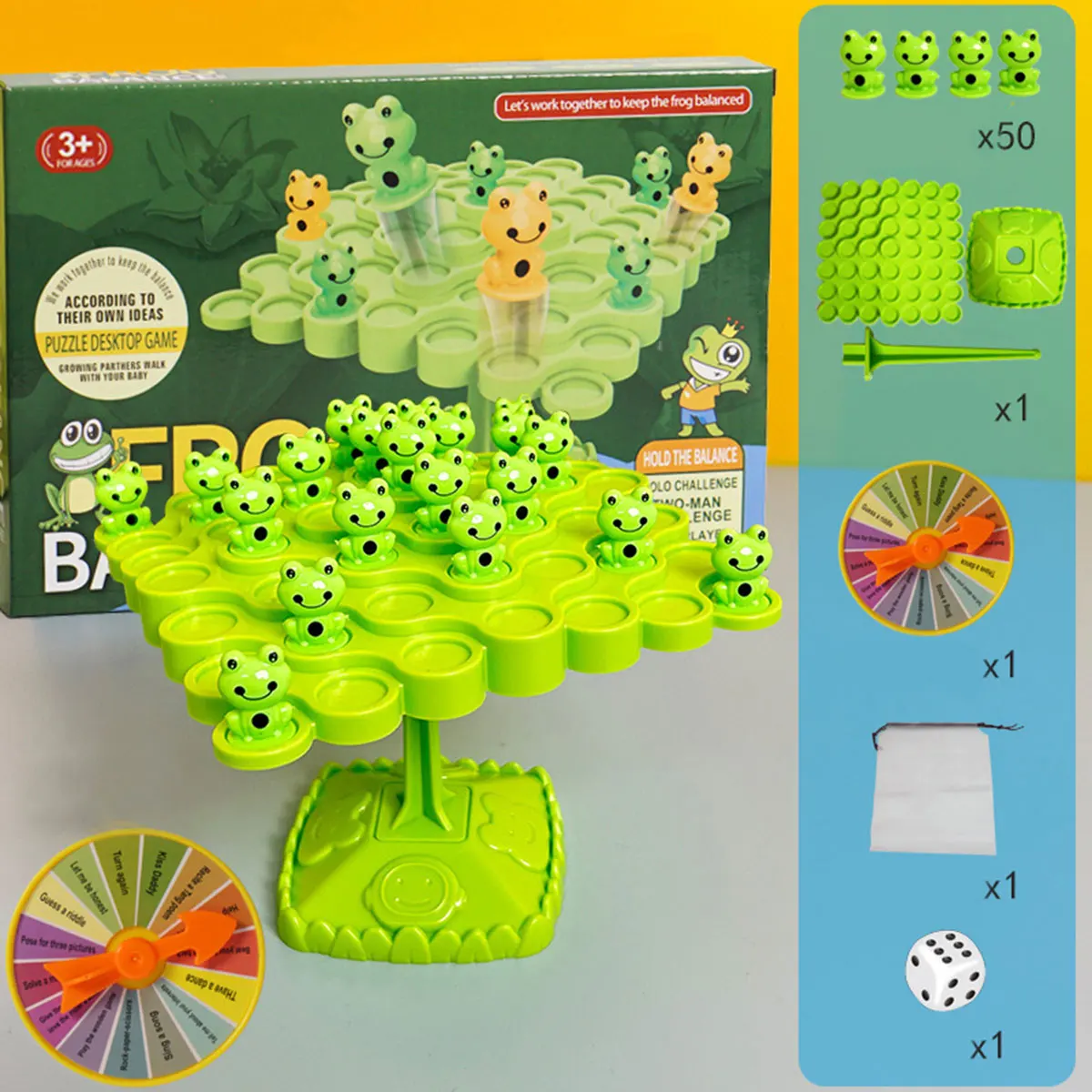 Permainan Keseimbangan untuk Anak-Anak, Permainan Menumpuk Kodok di Pohon Keseimbangan, Permainan Interaktif Orang Tua-Anak, Montessori Keluarga