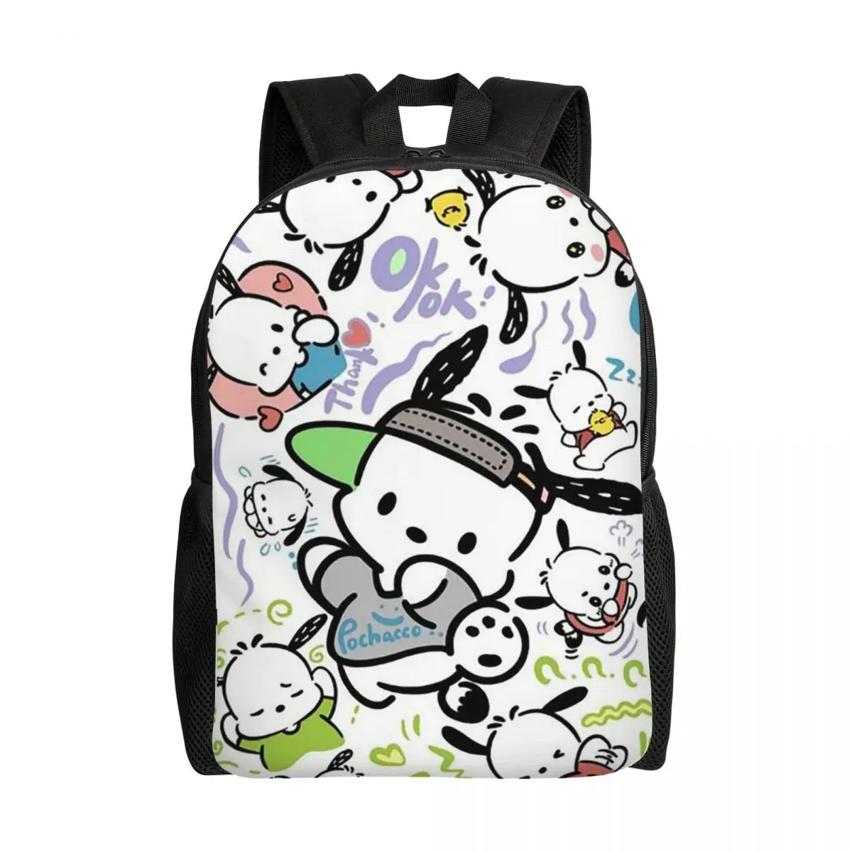 Custom Pochacco Cartoon Dog Backpack for Women Men School College Students Bookbag Fits 15 Inch Laptop Bags