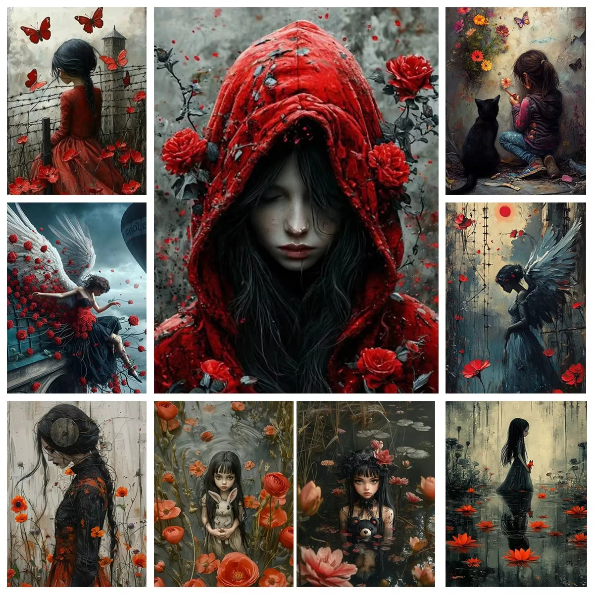 

MINISO DIY Without Frame Digital Oil Painting Gothic Style Girl Home Decoration Painting Wall Bedroom Room Decor Gift