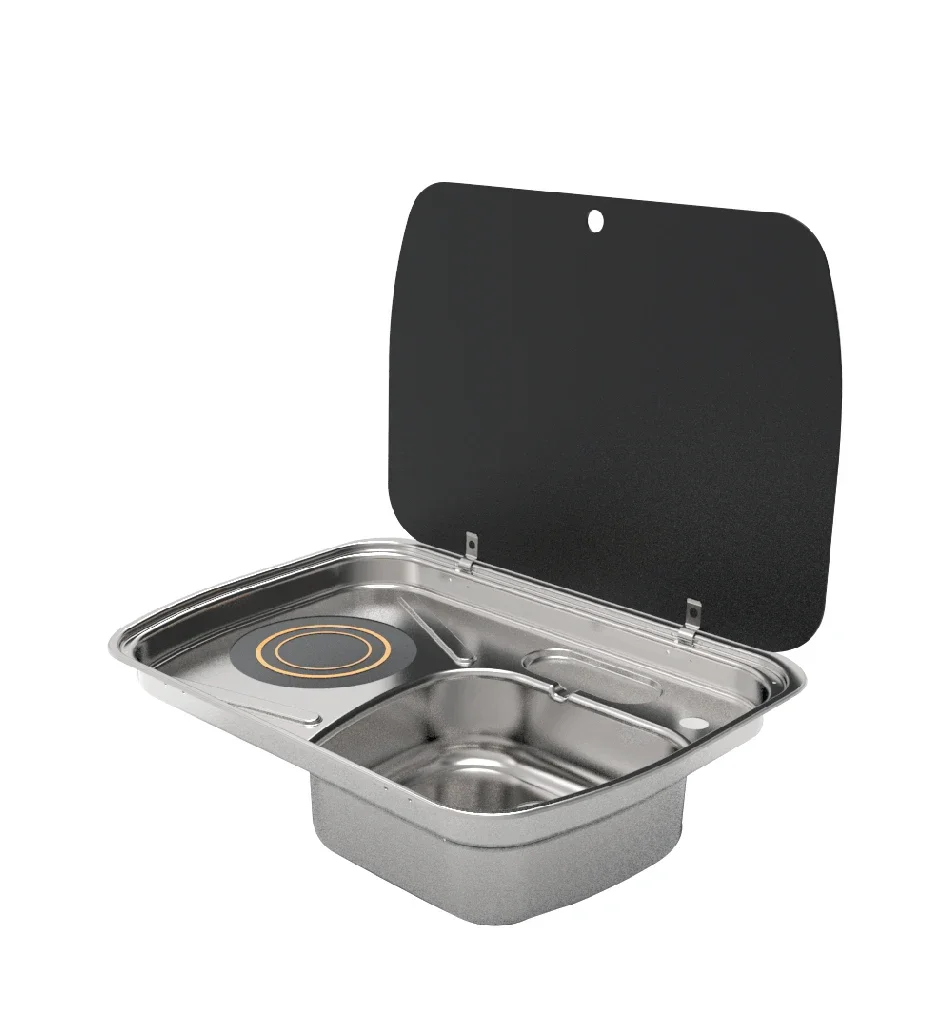 RV Induction Stove With Stainless Steel Sink Built-in Induction Cooktop With One Bowl Sink GR-588D