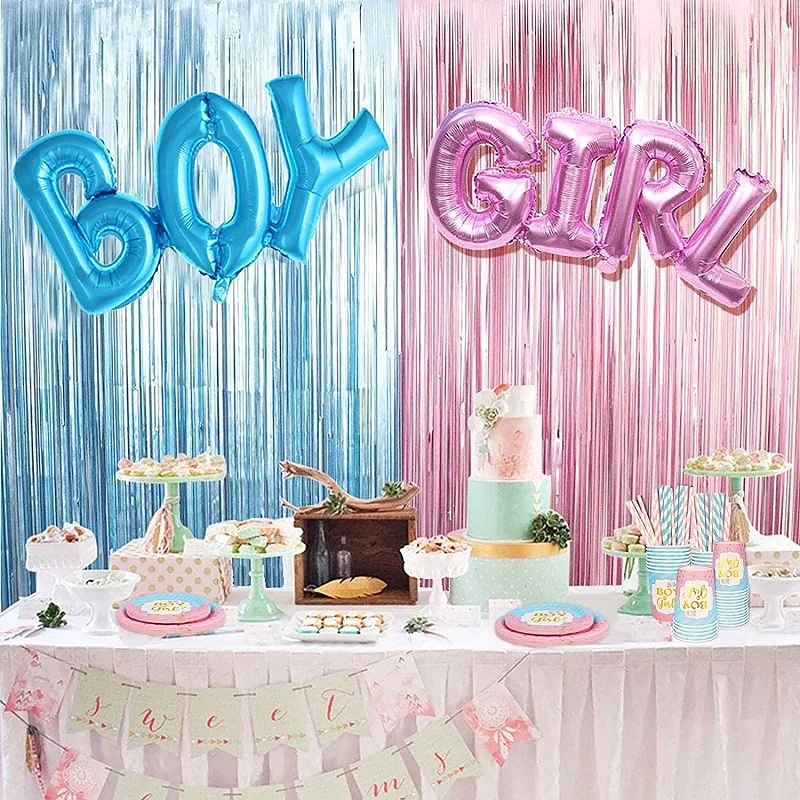 Gender Reveal decorazioni per feste Boy o Girl Gender Reveal piatti e tovaglioli forniture per giochi di rivelazione di genere Baby Shower Decor