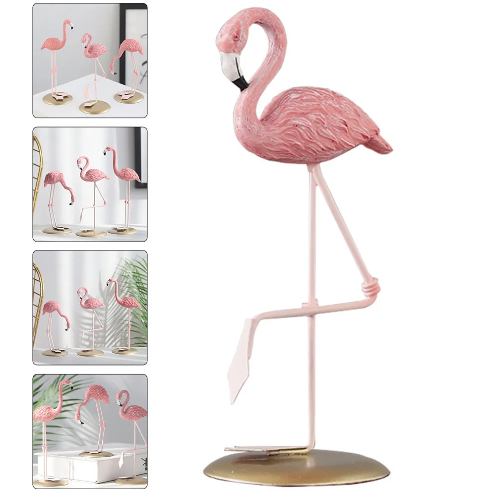 Flamingo Ornament Pink Decor Figurine Decorations Sculpture Resin Figurines Home Party Simulated Office Adorable Yard