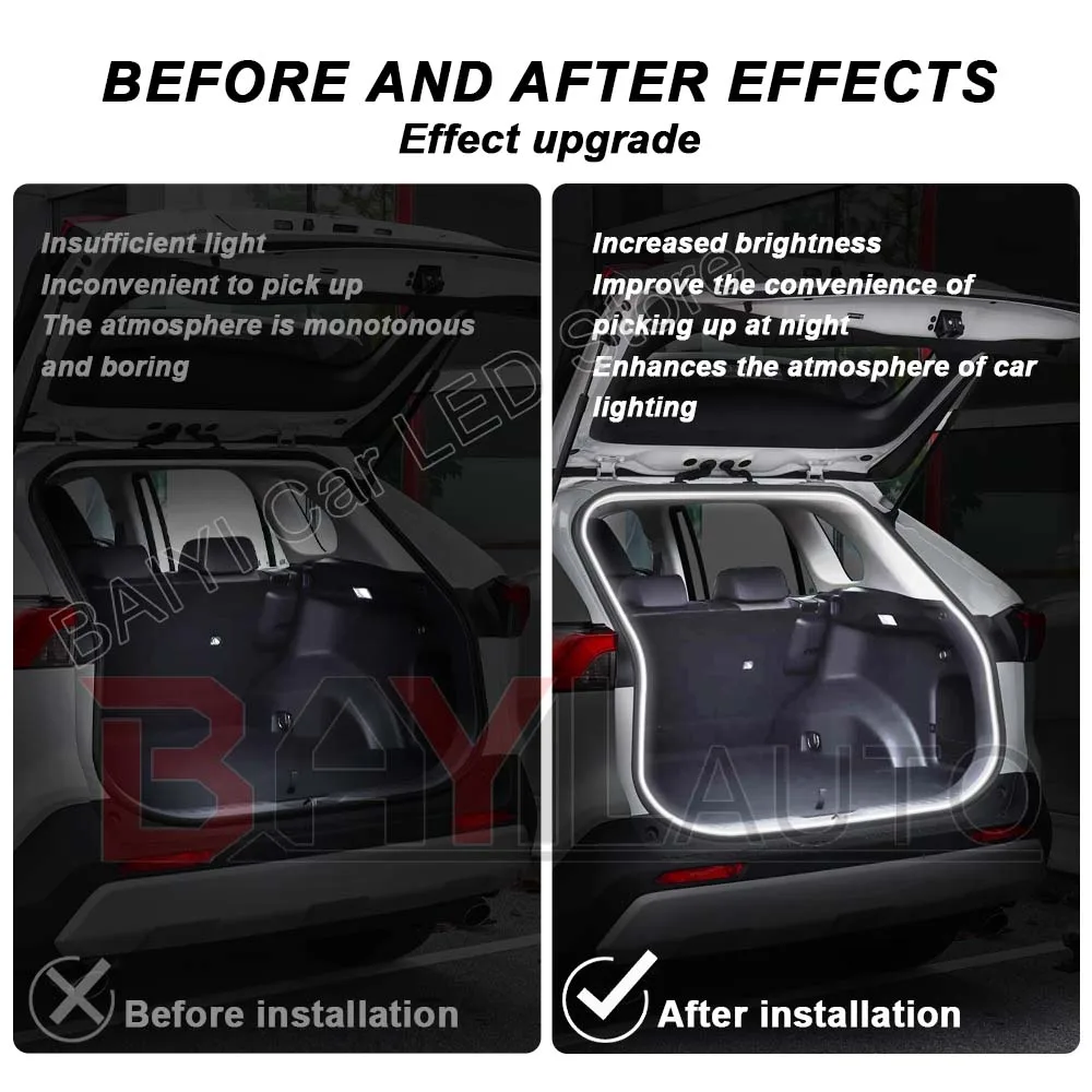 For Toyota CHR Car Trunk Dynamic Flowing Light Strip Auto On/Off Scanning Lamp Flexible LED Hidden Installation 400cm/200cm