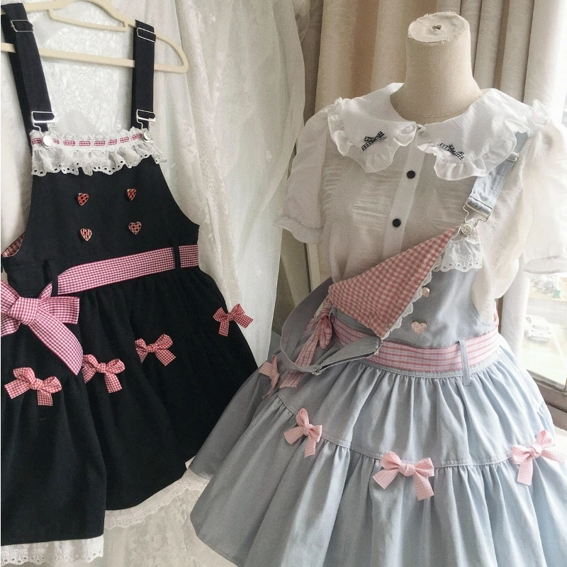 Japanese Kawaii Lolita Dress Women Sweet Bow Lace Ruffles Harajuku Y2k Sleeveless Strap Dresses Cute Party Mini Princess Dresses
