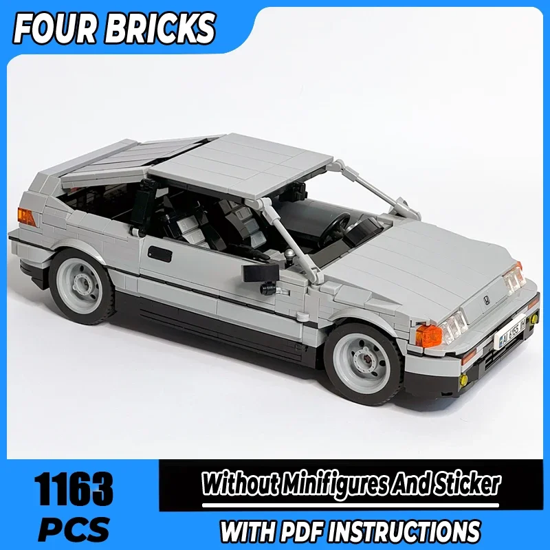 

Строительные блоки Moc, серый седан CR-X, технология, модульные кирпичи, модель, подарки, рождественские игрушки, наборы «сделай сам», сборка