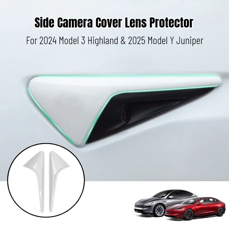 

For Tesla Model 3 Y Highland Juniper 2025 Side Camera Cover Lens Protector ABS Camera Cover Black Fiber Pattern Accessories