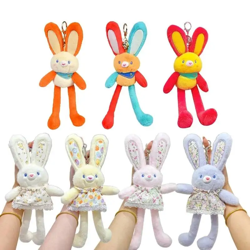

30cm Korean Fashion Trends Pulling Rabbit Plush Toy Soft Stuffed Bunny Keychain Schoolbag Pendant Stress Relief Gift For Kid