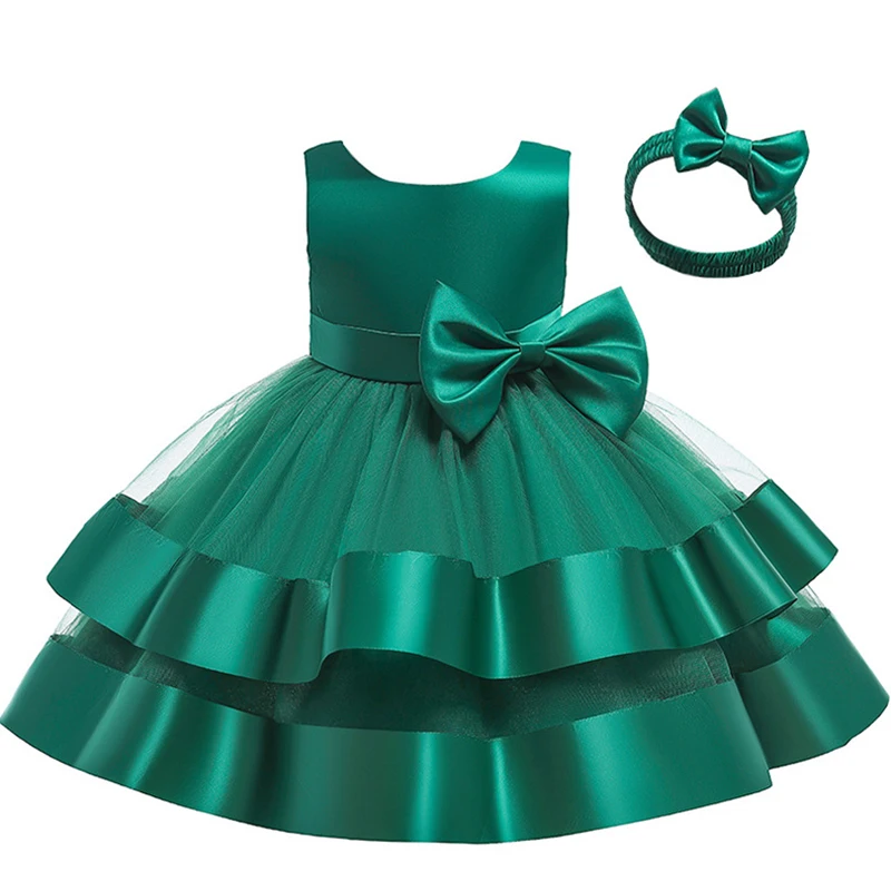 1 2 3 4 5 6 Years Baby Girls Dress Cute Big Bow Fashion Summer Mesh Little Princess Dress Christmas Birthday Party Kids Clothes