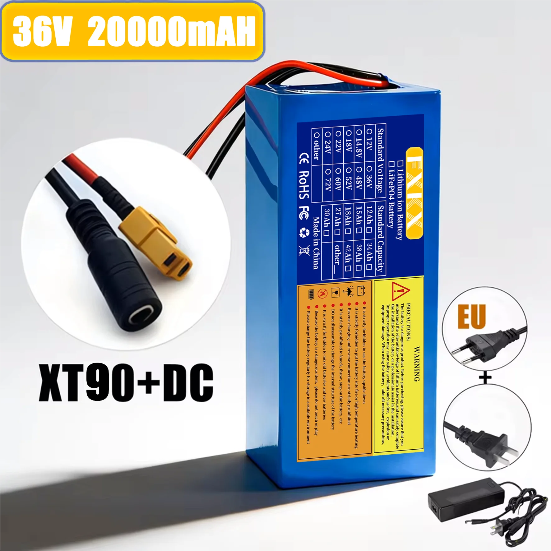 High Power 36V Lithium Battery Pack 10Ah/20Ah/30Ah 10S2P-6P for Electric Motorcycle Scooter with BMS 500-1000W image 3