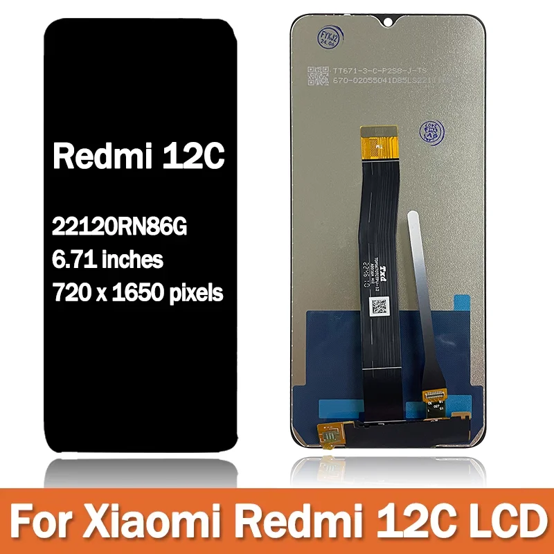 6.71\'\' Original For Xiaomi Redmi 12C LCD 12 c Display FrameTouch Screen Panel Digitizer For Redmi 12C Display 12C LCD 22120RN86