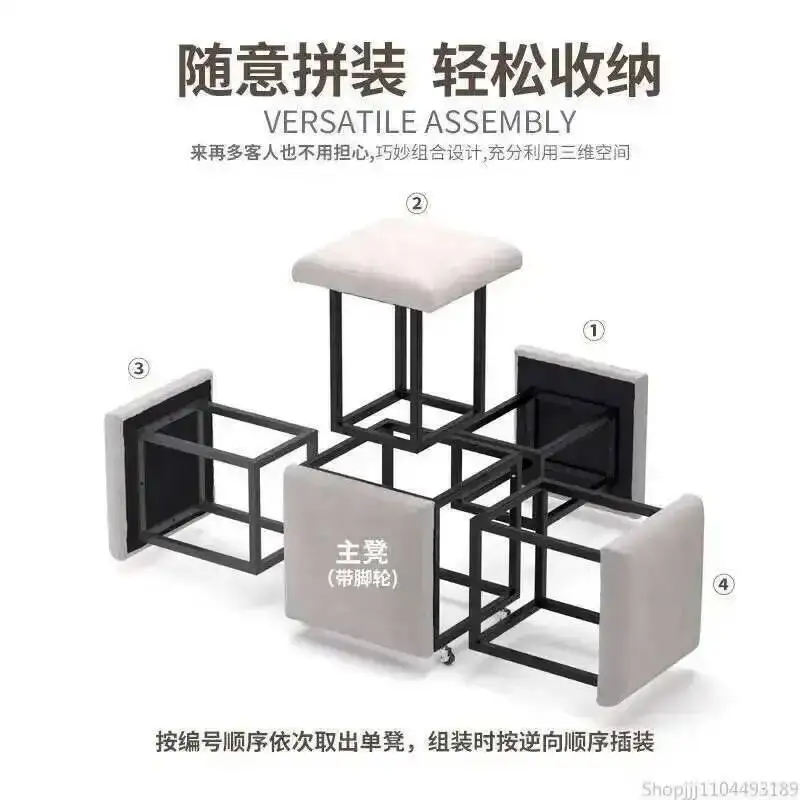 5-in-1 Bench Storage Stool, Minimalist Cube Versatile for Home, Trendy Multifunctional Ottoman for Living Room and Sofa