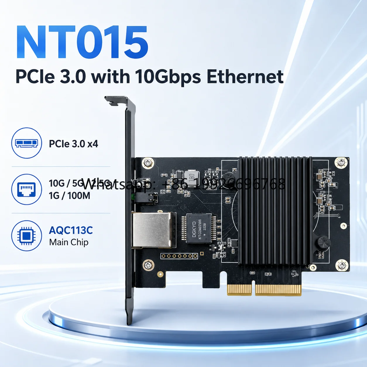 PCIe 3.0 X4 10Gbps Ethernet Network Card AQC113C 10G/5G/2.5G PCI Express NIC for  PC Server External Wired in Stock