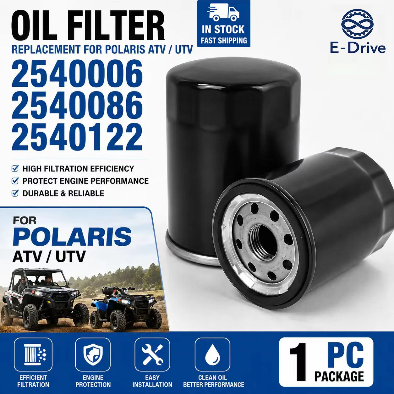 Oil Filter 2540006 2540086 2540122 Replacement for Polaris ATV UTV Engine