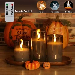 Led Electronic Flameless Candles Light Remote Timer Flickering Lamp Clear Acrylic Glass Battery Powered Wedding Party Christmas