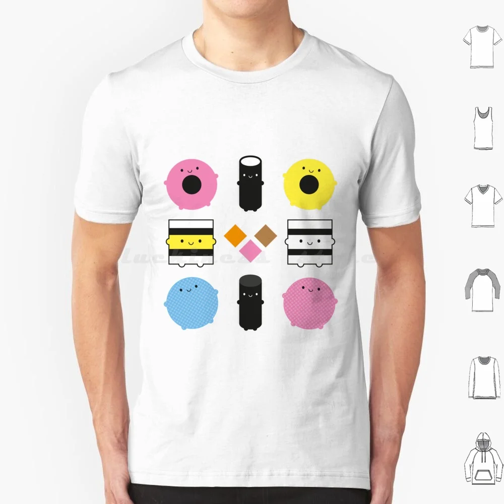 

Kawaii Candy Liquorice Allsorts T Shirt Big Size 100% Cotton Liquorice Allsorts Licorice Candy Sweets Pick And Mix Kawaii Cute