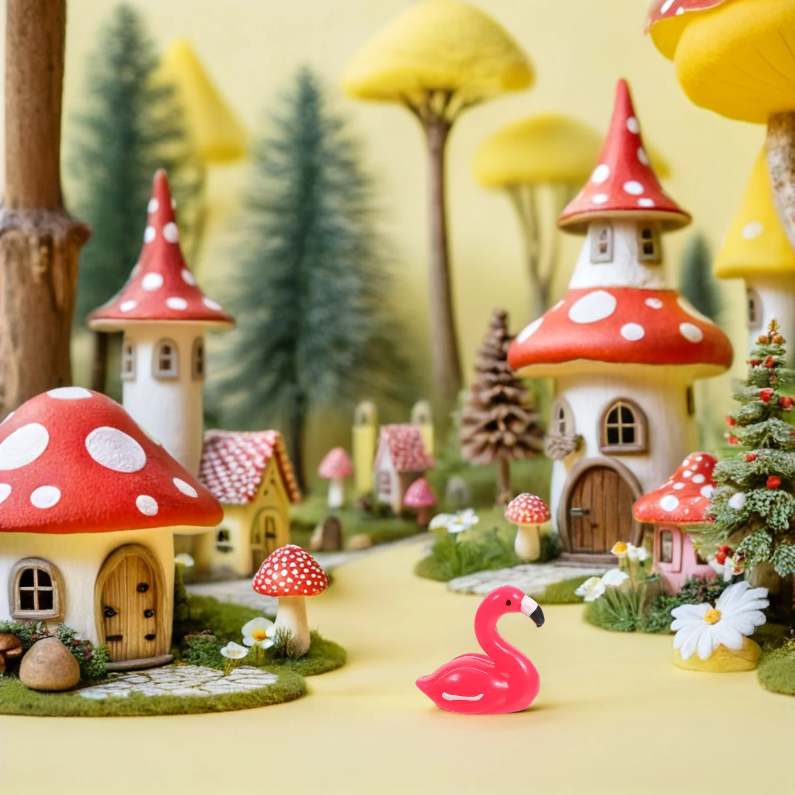 

100 Pcs Decor Miniature Flamingo Statue Animals Figures Resin Micro Bulk Rosy Fairy Garden