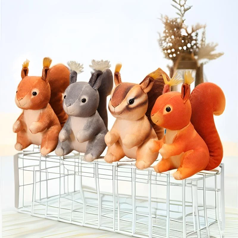 25cm Grey INS Like Real Squirrel Plush Toys 4 Colors Stuffed Animal Simulated Little Squirrel Home Decor Birthday Gifts for Kids