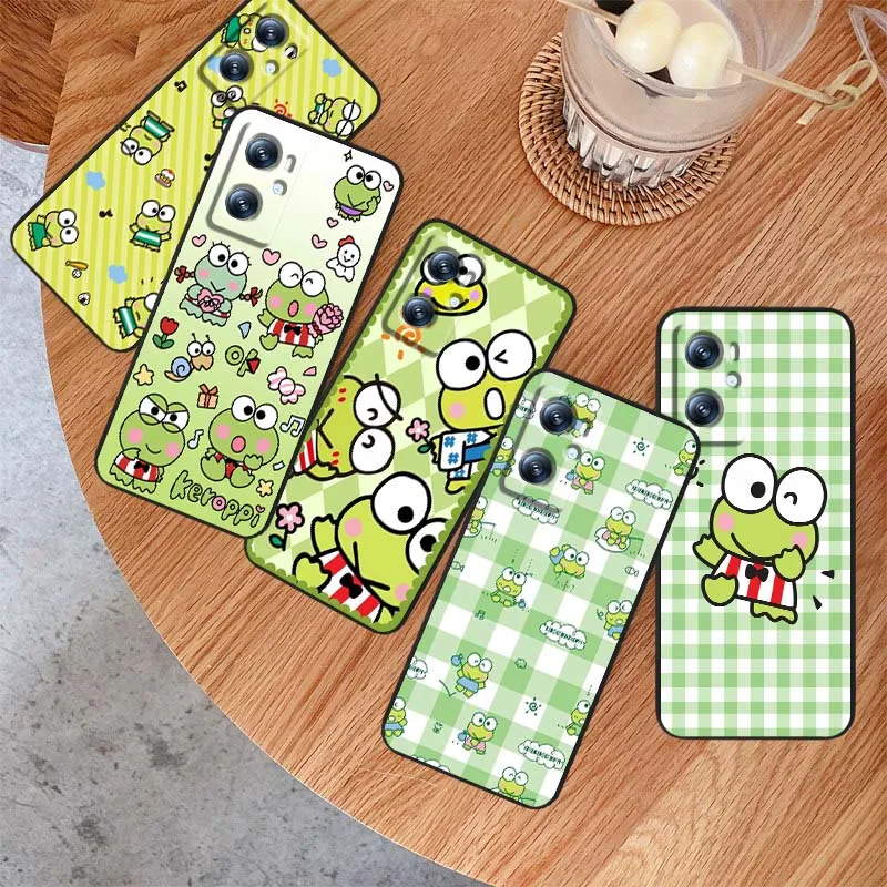 

Sanrio Keroppi Art Cartoon For OPPO Reno 7 A96 A40 A58 5 6 Realme GT A74 A78 Neo2 A74 A78 Find X5 X3 X7 X8 Black Phone Case