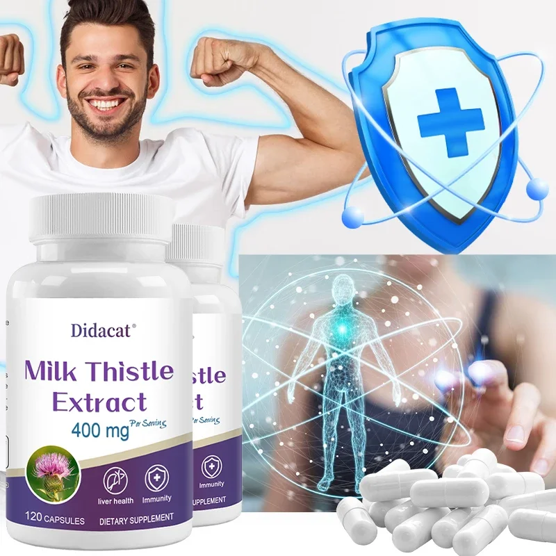 Milk Thistle Extract Capsules - Liver Detoxification and Cleansing Repair, Healthy Liver Function, Immune Support