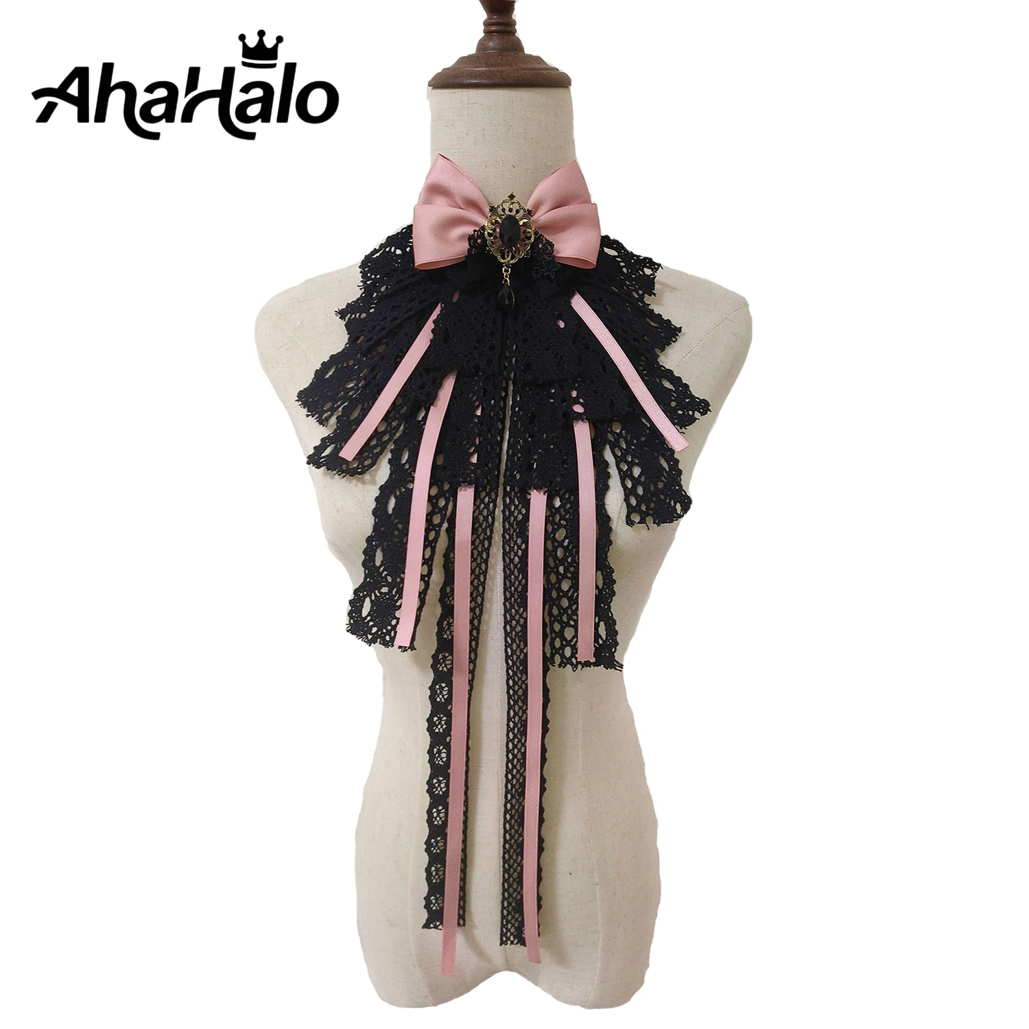 Gótico pescoço ruff colar de renda vitoriano plissado gargantilha com gema para mulheres meninas festa de halloween cosplay traje acessório