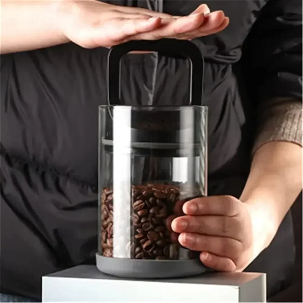 1pc Sealed Coffee Cans transparent Glass Container Coffee Bean Jars  Fresh Keeping Tank Moisture Proof Storage Grain Flour Jars