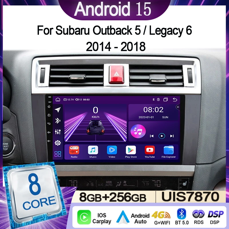 Для Subaru Outback 5/Legacy 6 2014-2018 Автомобильное радио Мультимедийный видеоплеер Навигация Стерео GPS Android 15 Беспроводной Carplay