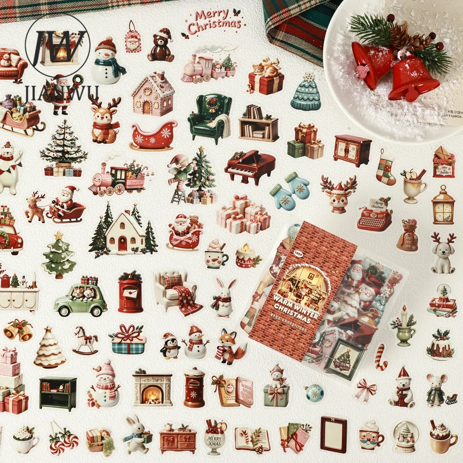 JIANWU Vintage Christmas Decoration Landscape Material Collage Scrapbooking PET Sticker Creative DIY Journal Stationery view 3