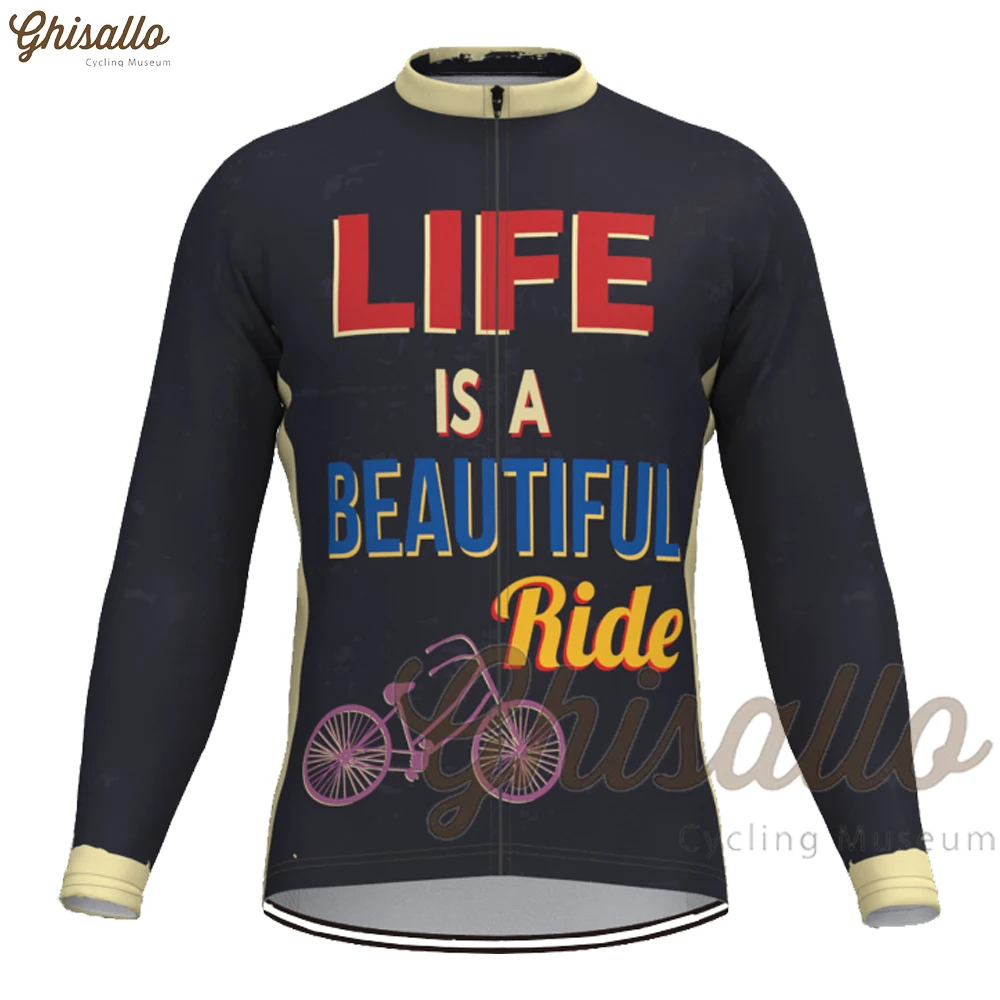 Life Is A Beautiful Ride Cycling Jersey for Men, MTB Jersey, Bicycle Cycling Shirt, Long Sleeve Bike Wear, Premium Cycle Clothes