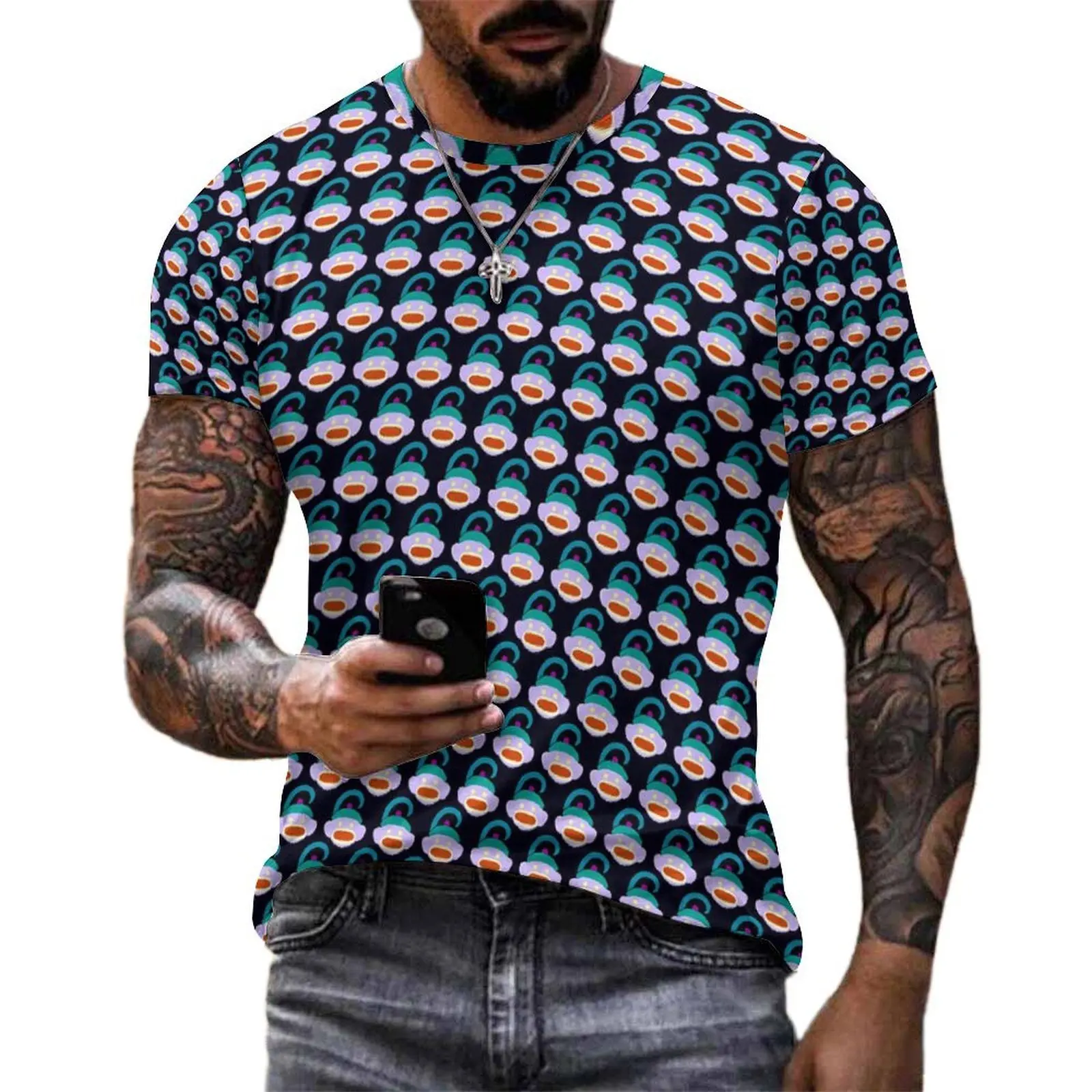 Sock Monkey T-Shirt Tail Print Vintage T-Shirts Couple Aesthetic Tee Shirt Premium Short-Sleeve Graphic Top Tees Big Size 6XL