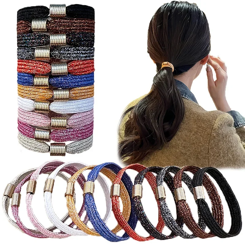 

5PC Good High Elasticity Four Season Universal Hair Ties for Women Girls Ladies Ponytail Holder Hair Rings Rope Accessories