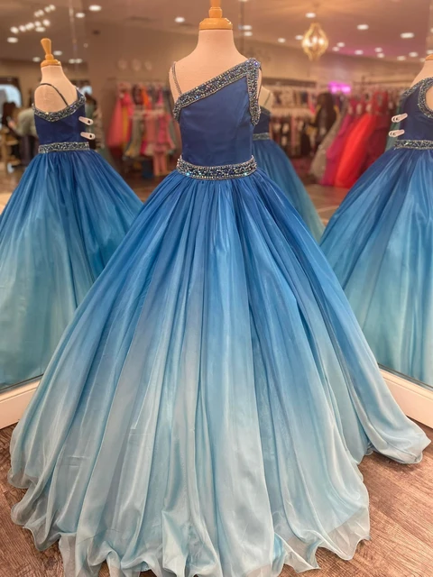 Ombre Little Miss Pageant Dress for Teens Juniors Toddlers 2022 Beading Chiffon Flower Girl Gown One Shoulder Formal Party AliExpress 320