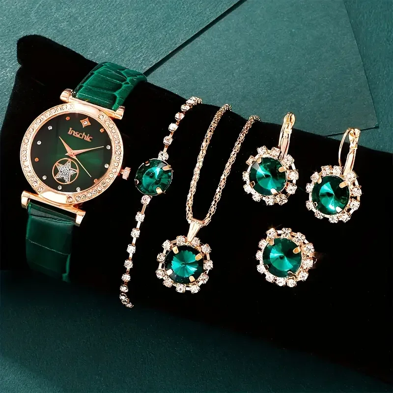 6-piece ladies' elegant quartz watch and minimalist accessory set for daily wear, holidays, and gifts for friends and family