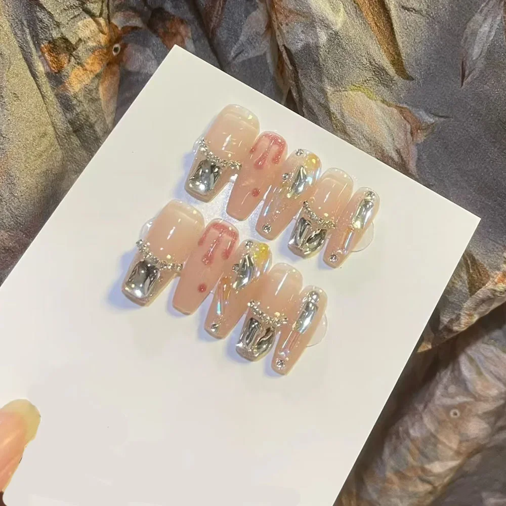 

Acrylic Fake Nails Coffin Handmade Press On Full Cover Nail Tips With Designs Professional Nails Set For Women